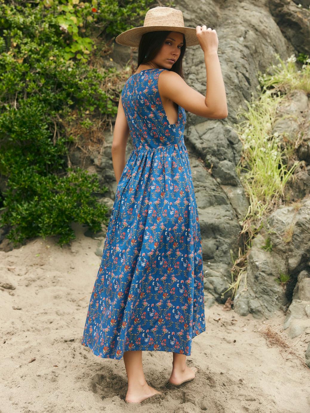 Becca Midi Dress - Blue Floral Spritz