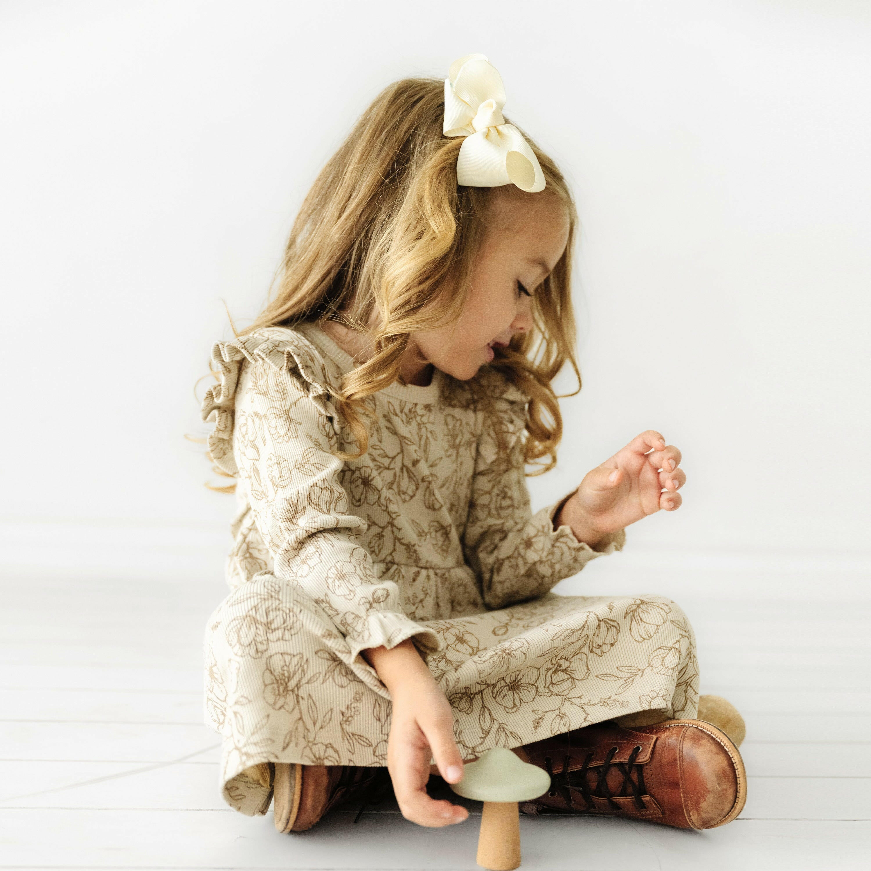 Organic Girls Ruffle Dress - Vintage Bloom Ruffle Dress Makemake Organics