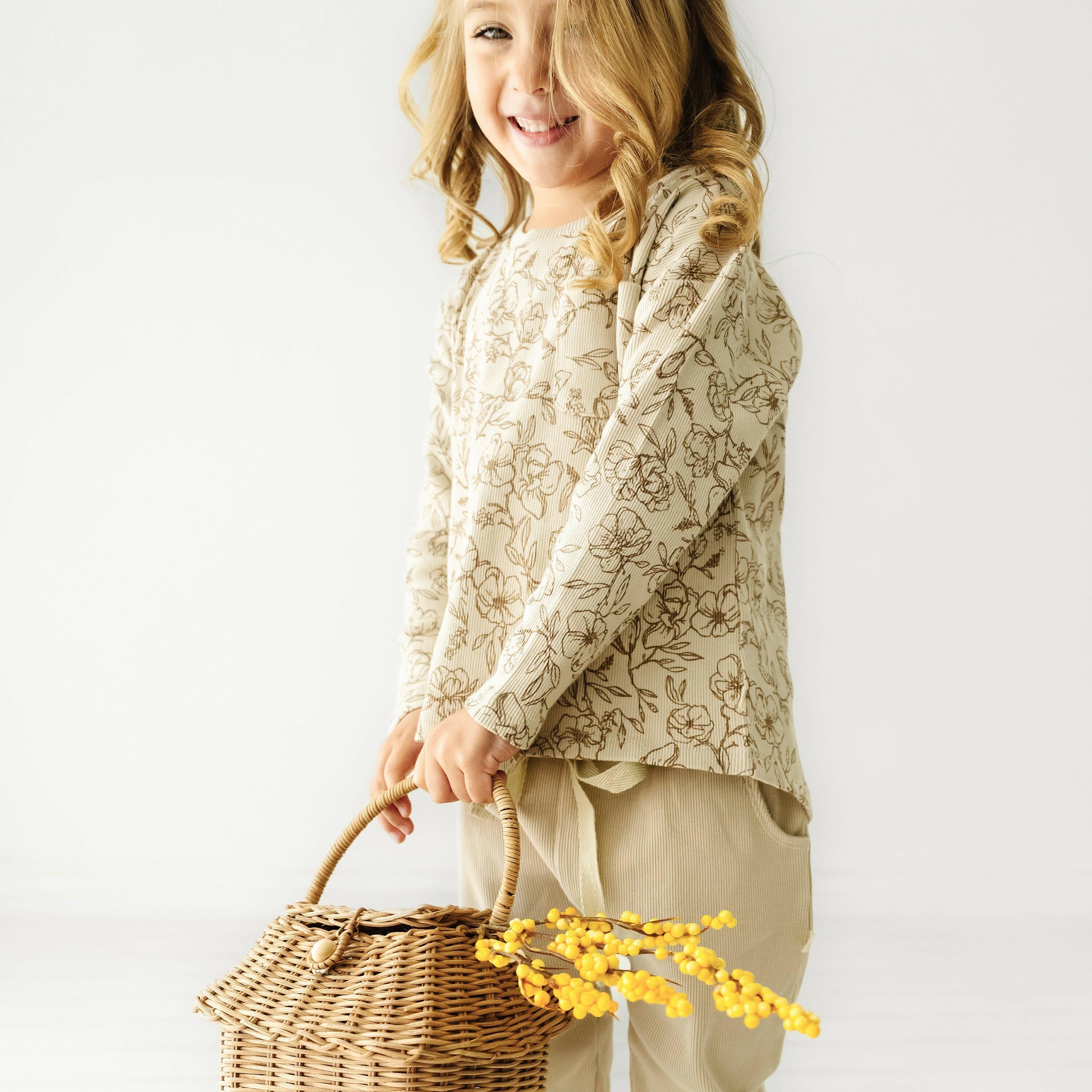 Organic Toddler T-shirt & Pant Set - Vintage Bloom Tee & Pant Set Makemake Organics