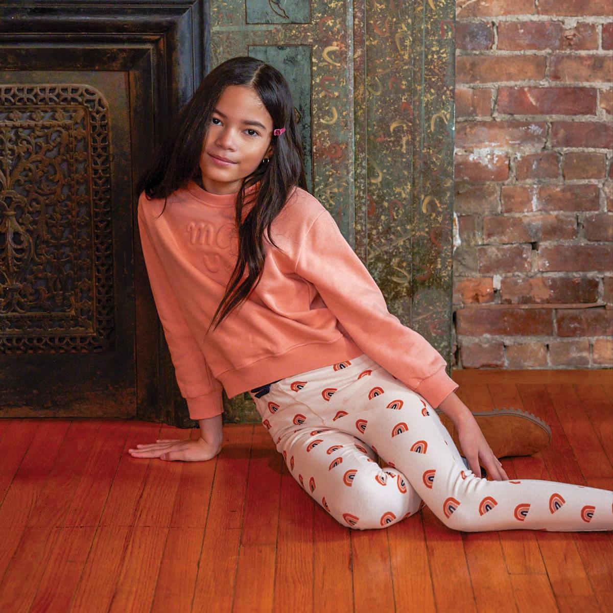 Rainbow Kid Leggings - Soft Pink/multi