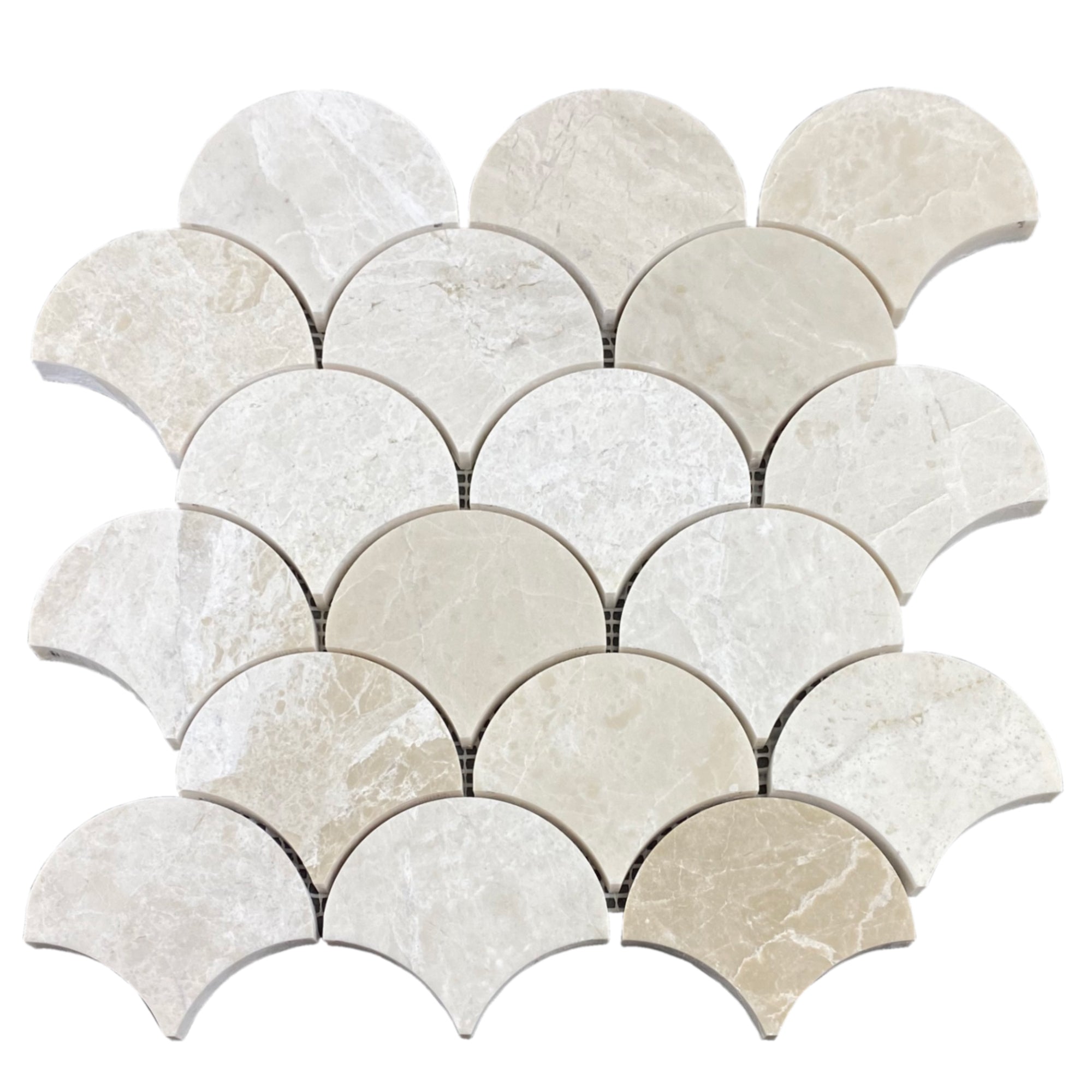 Vanilla Beige Marble Laguna on 12" x 12" Mesh Mosaic Tile - Belair Collection