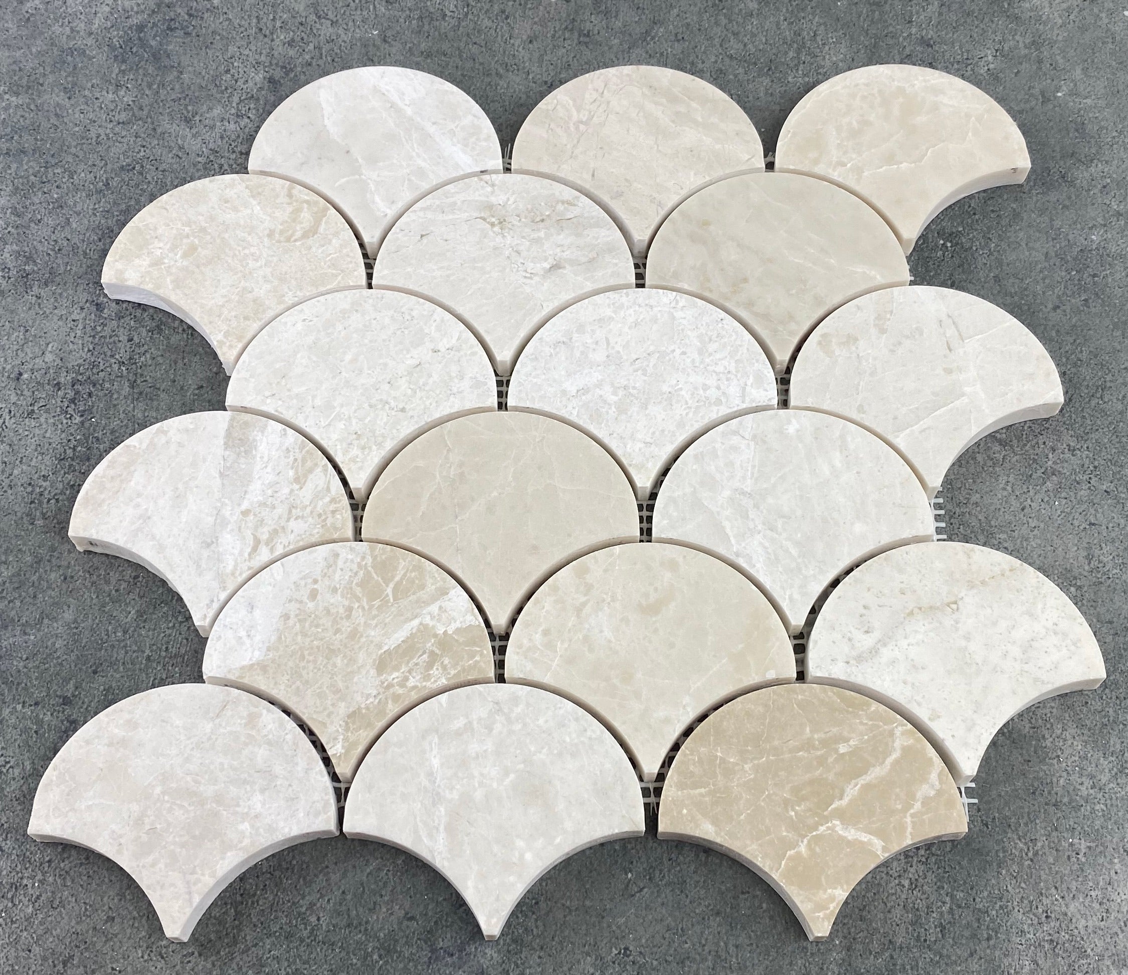 Vanilla Beige Marble Laguna on 12" x 12" Mesh Mosaic Tile - Belair Collection