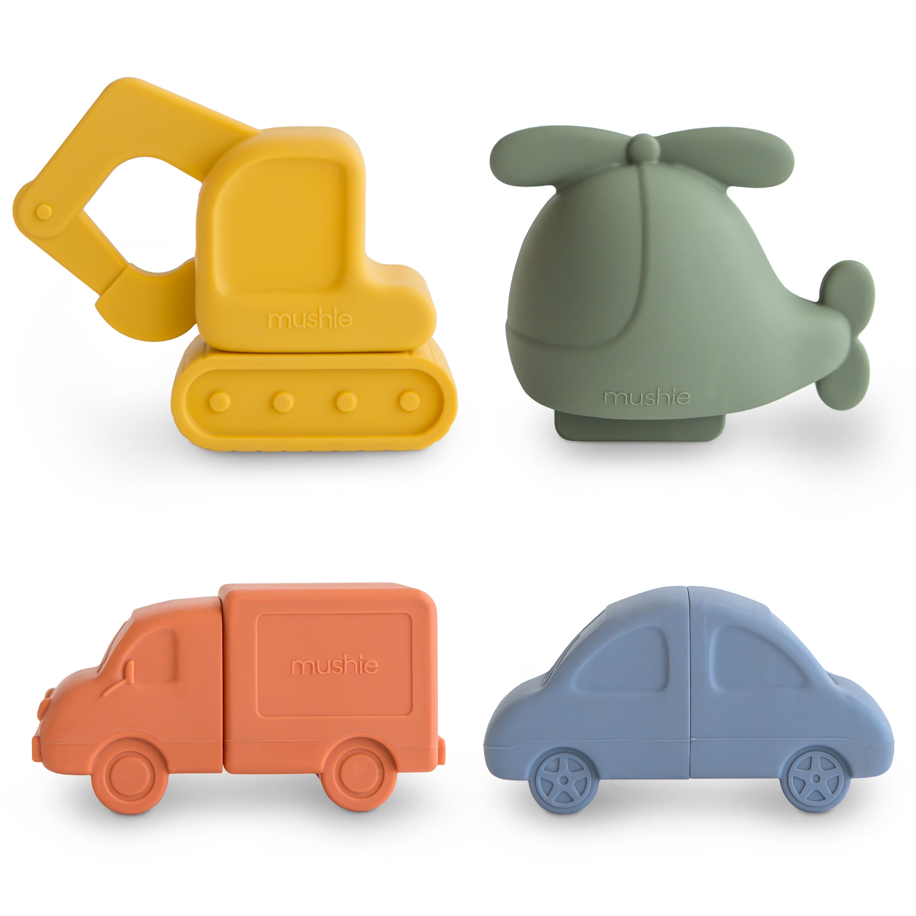 Vehicles Mold Free Bath Play Set - 4 Pack Vehicles Bath Play Set Mushie