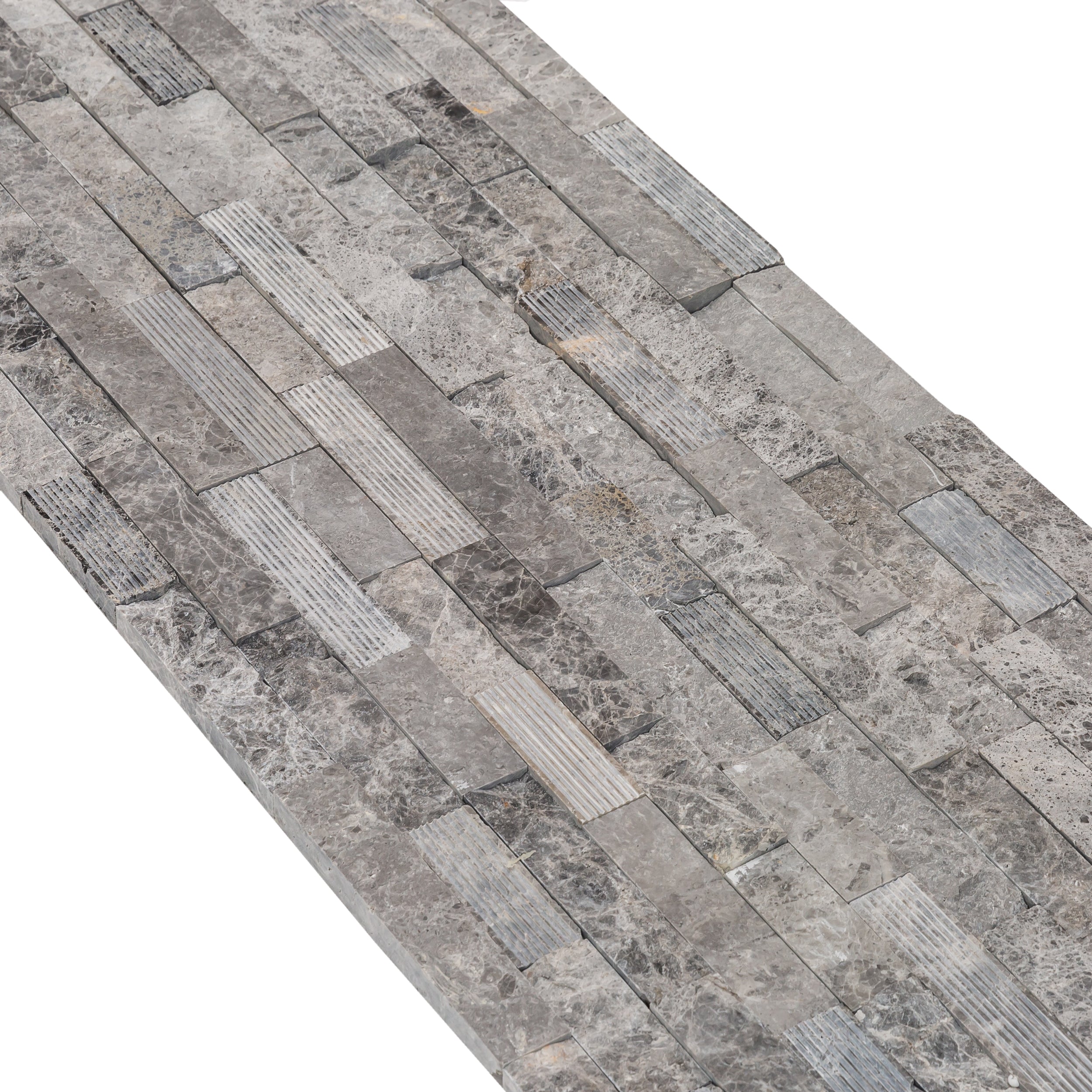 Ventana Gray Ledger 3D Panel 6"x24" Multi Surface Natural Marble Wall Tile - Belair Collection
