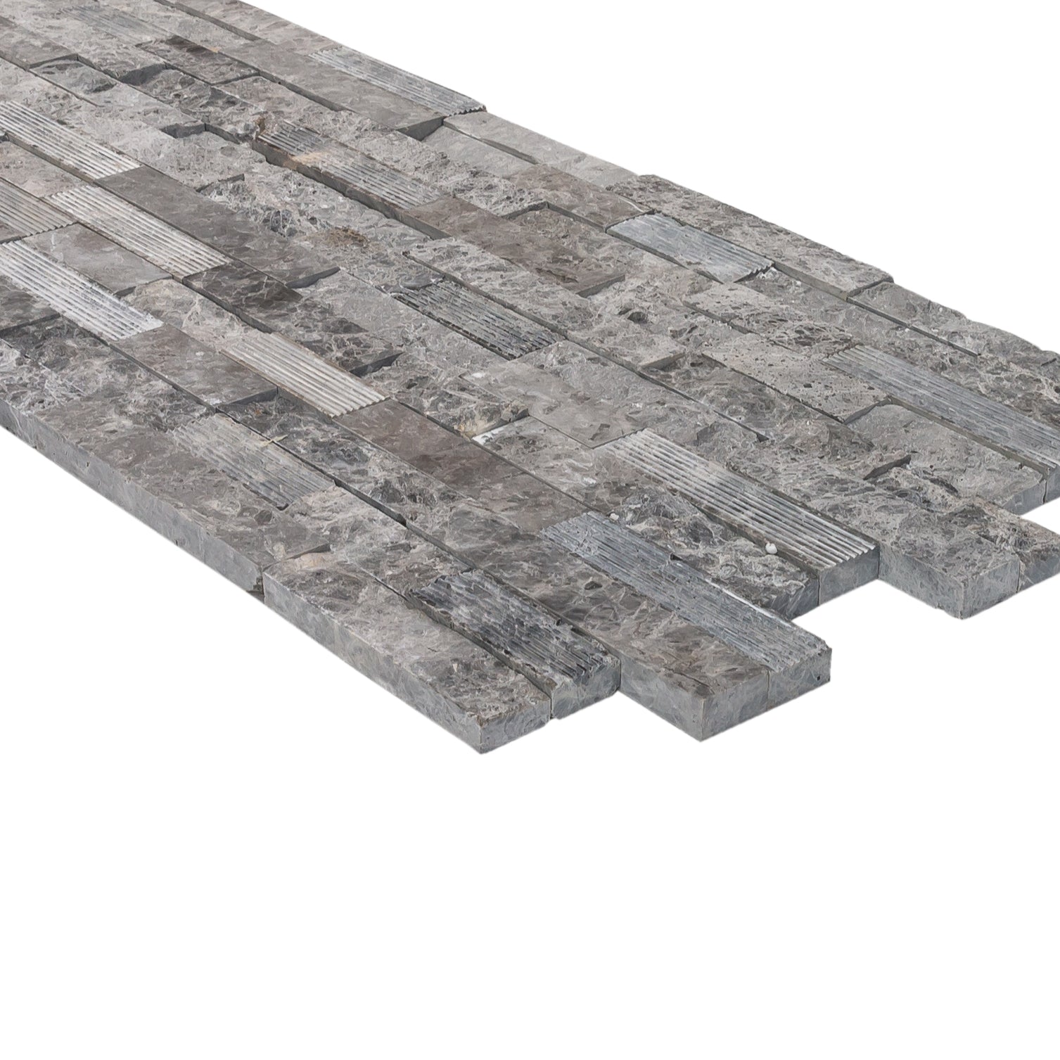 Ventana Gray Ledger 3D Panel 6"x24" Multi Surface Natural Marble Wall Tile - Belair Collection