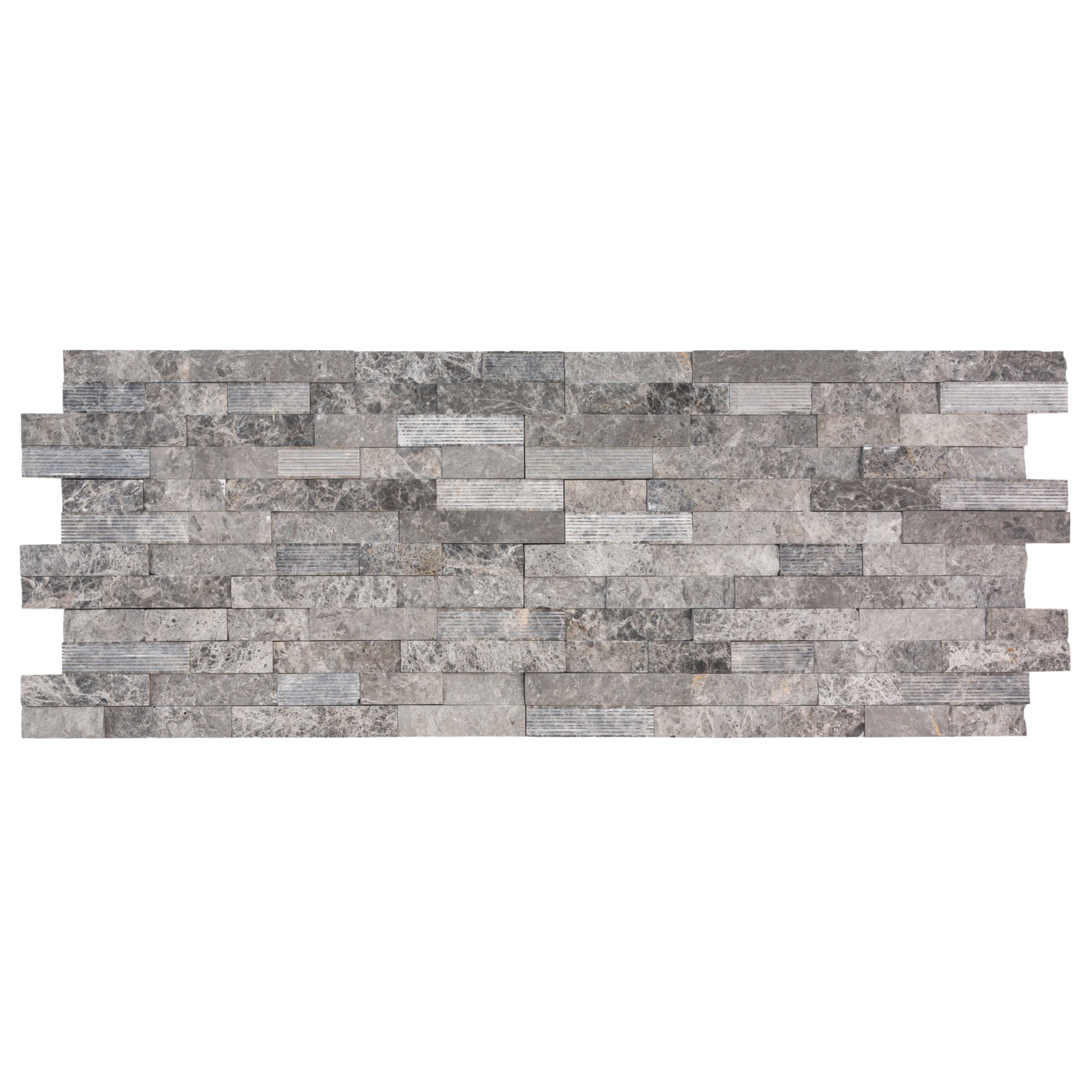 Ventana Gray Ledger 3D Panel 6"x24" Multi Surface Natural Marble Wall Tile - Belair Collection