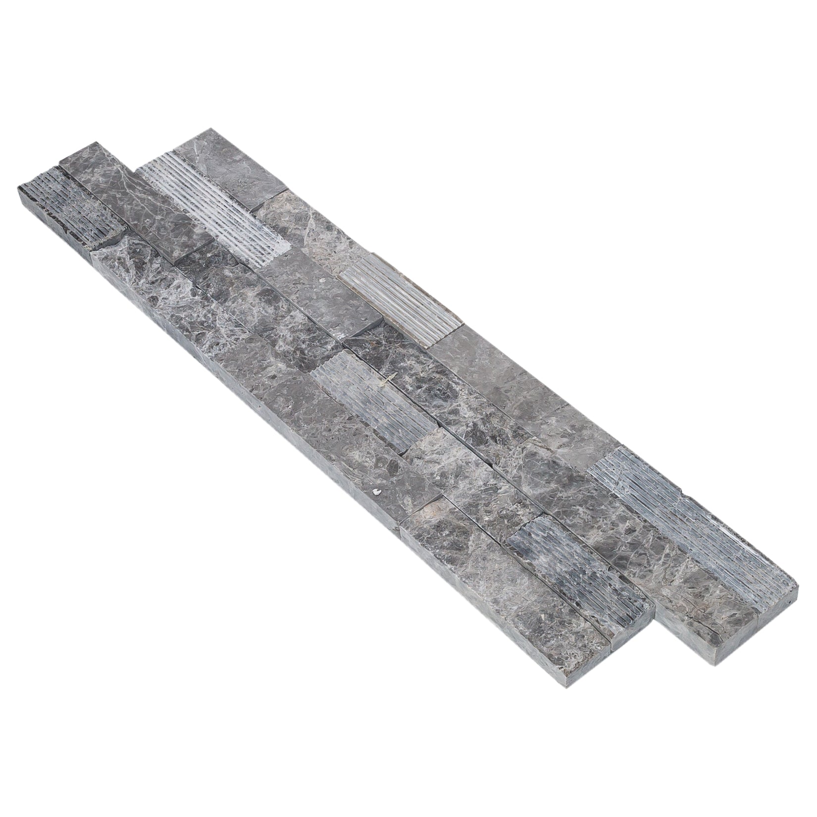 Ventana Gray Ledger 3D Panel 6"x24" Multi Surface Natural Marble Wall Tile - Belair Collection