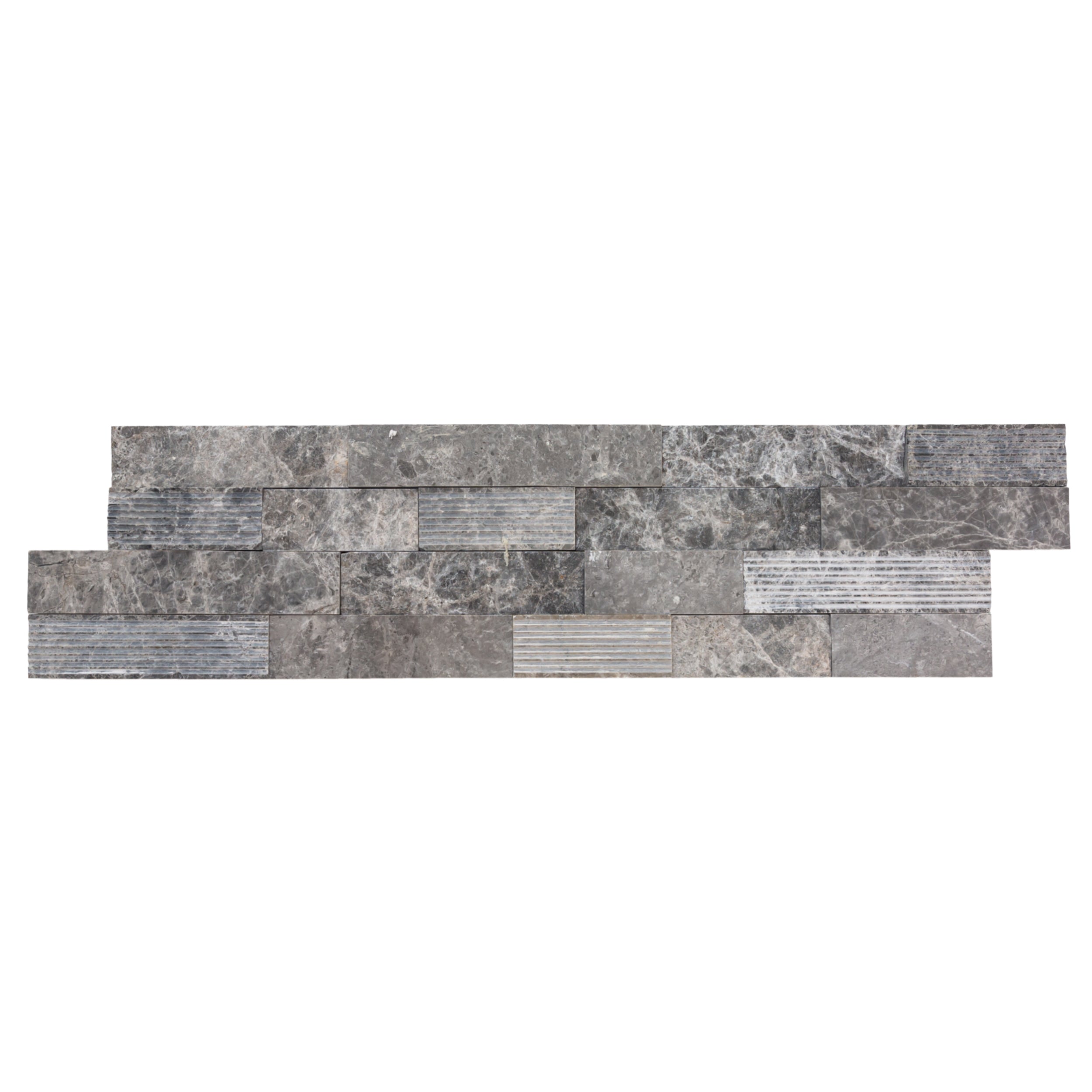 Ventana Gray Ledger 3D Panel 6"x24" Multi Surface Natural Marble Wall Tile - Belair Collection