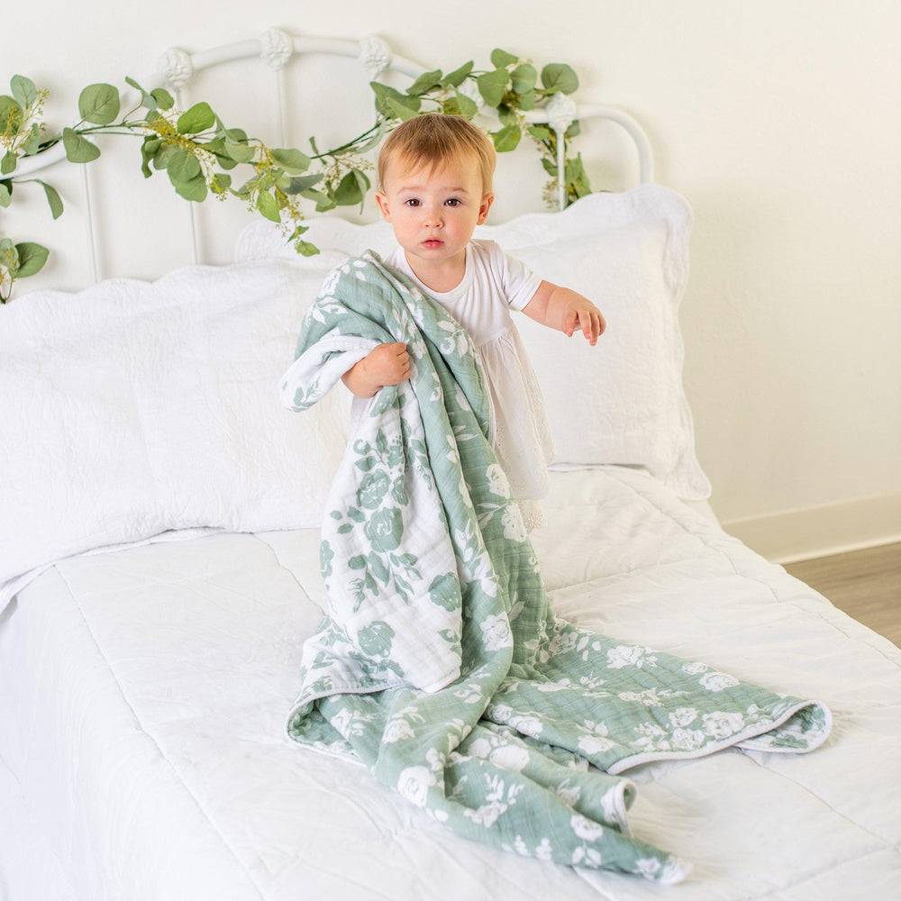 Vintage Floral + Modern Floral Premium Cotton Snuggle Blanket Snuggle Blanket Bebe au Lait