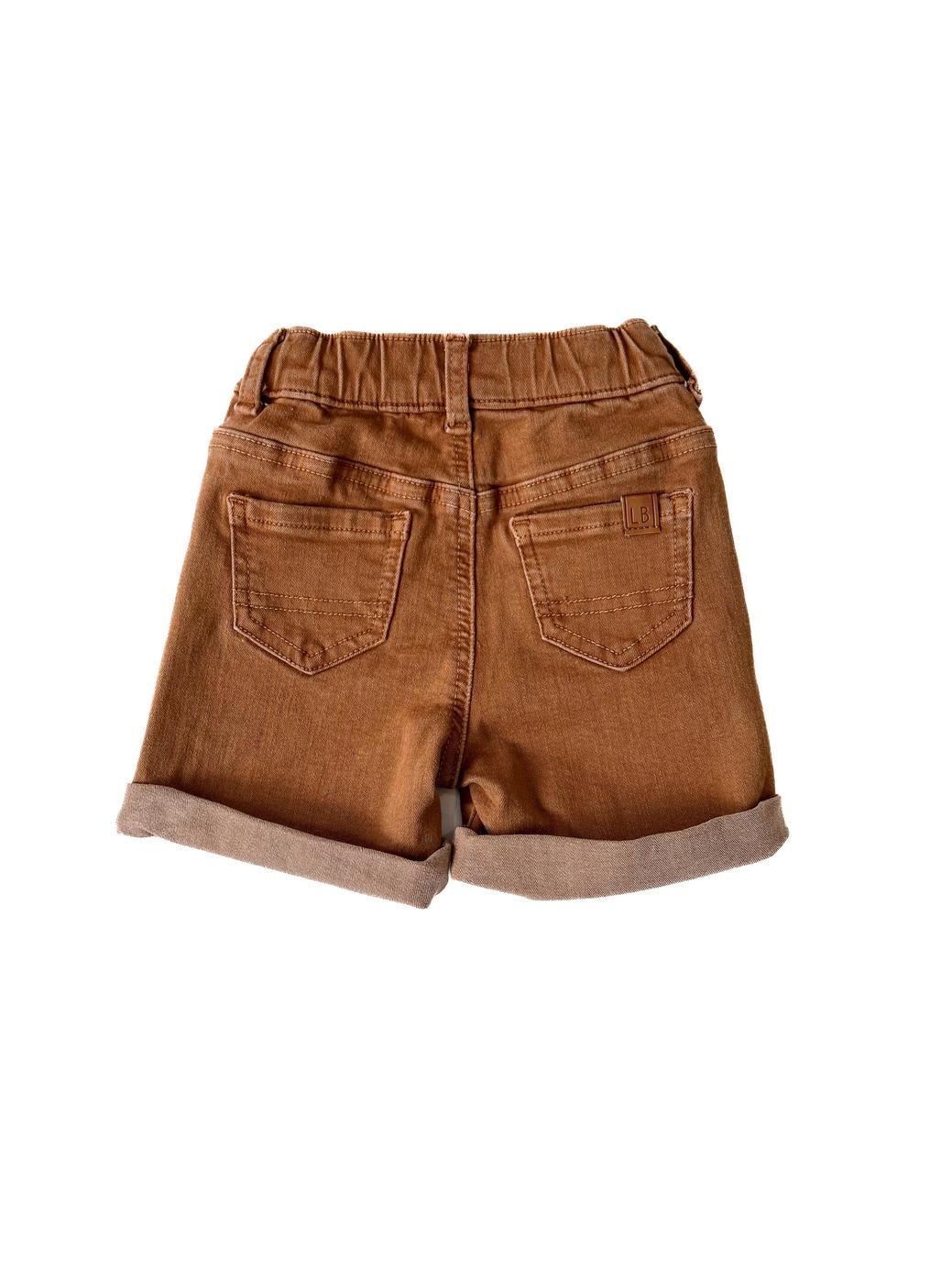 Boys Rolled Denim Short - Dark Camel