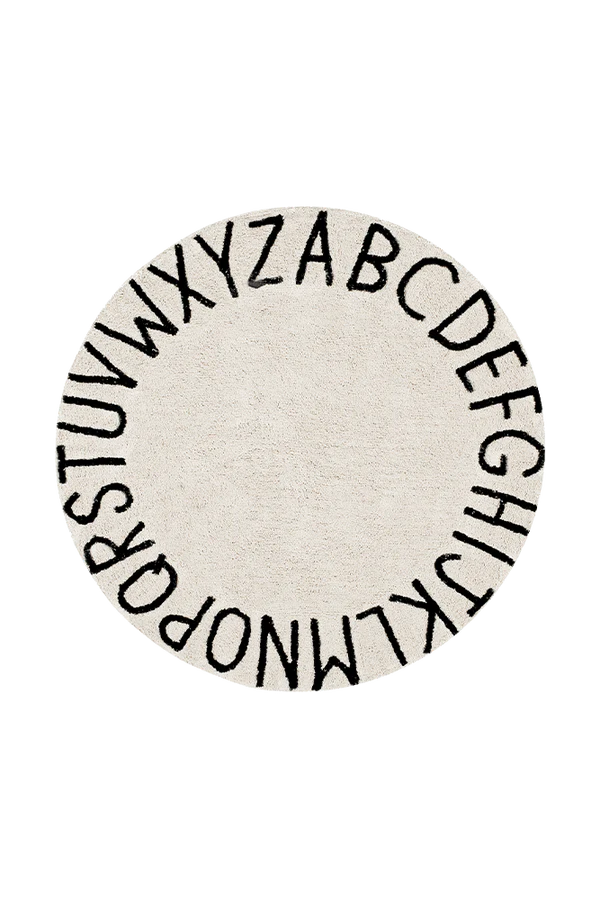 WASHABLE RUG ABC NATURAL BLACK Little Wonder & Co