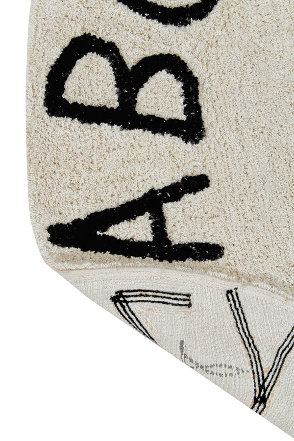WASHABLE RUG ABC NATURAL BLACK Little Wonder & Co