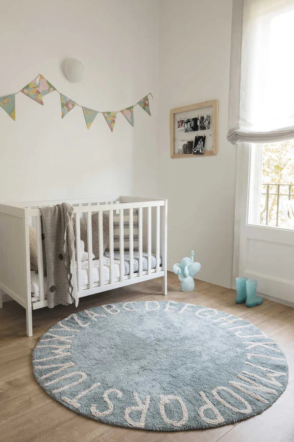 WASHABLE RUG ABC NATURAL VINTAGE BLUE Little Wonder & Co