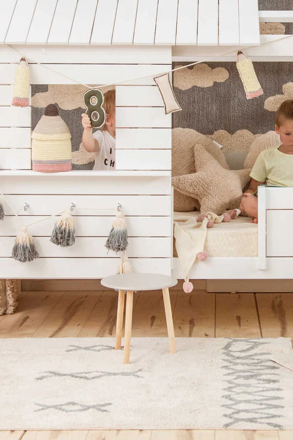 WASHABLE RUG ATLAS NATURAL/VINTAGE BLUE Little Wonder & Co