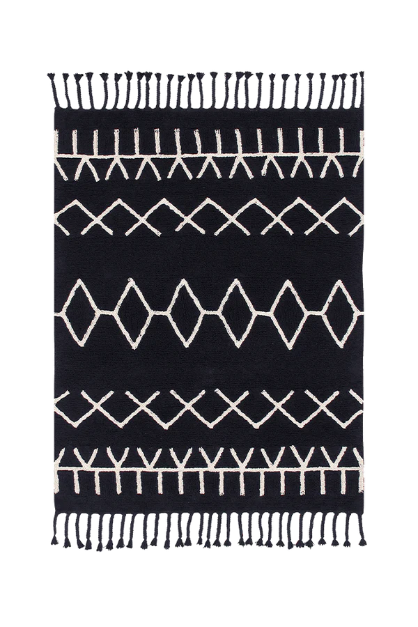 WASHABLE RUG BLACK&WHITE BEREBER BLACK Little Wonder & Co
