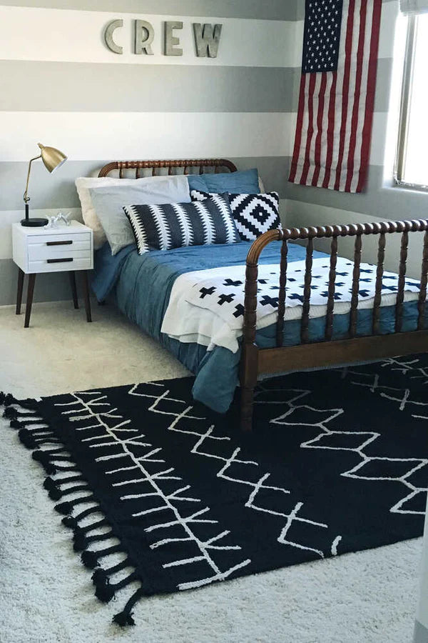 WASHABLE RUG BLACK&WHITE BEREBER BLACK Little Wonder & Co