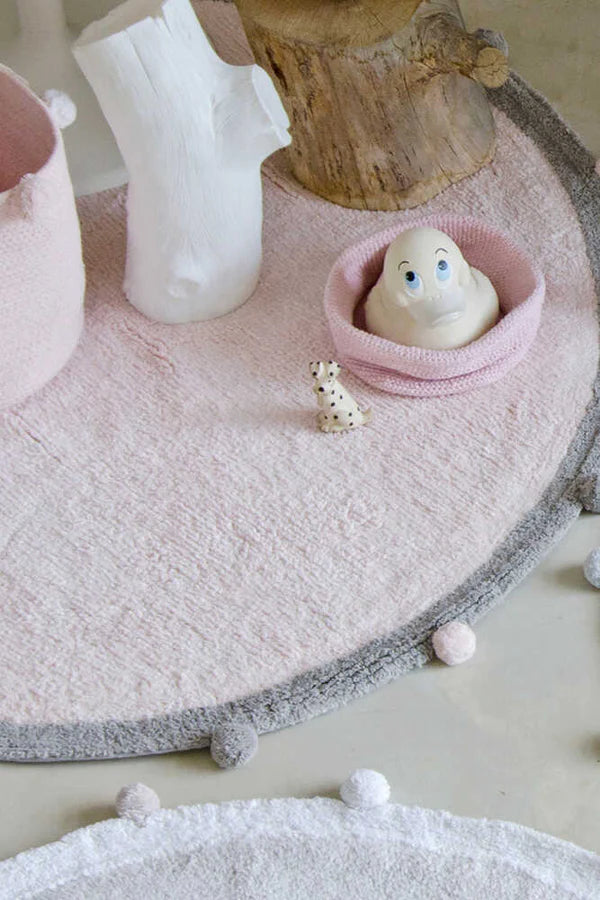 WASHABLE RUG BUBBLY SOFT PINK - GREY Little Wonder & Co