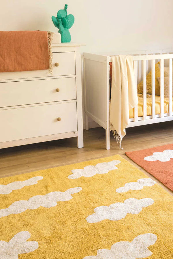 WASHABLE RUG CLOUDS MUSTARD Little Wonder & Co