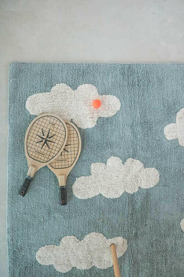 WASHABLE RUG CLOUDS VINTAGE BLUE Little Wonder & Co