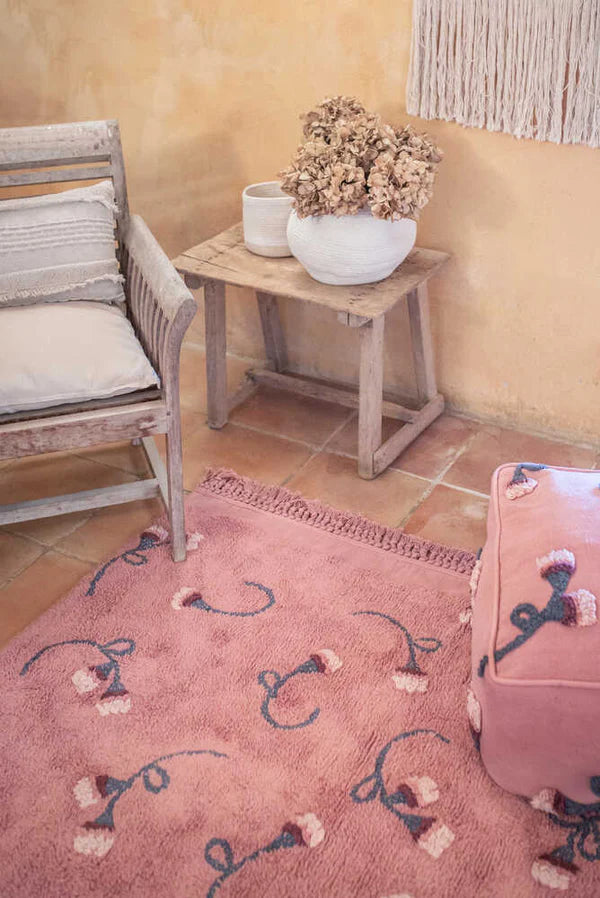 WASHABLE RUG ENGLISH GARDEN ASH ROSE Little Wonder & Co