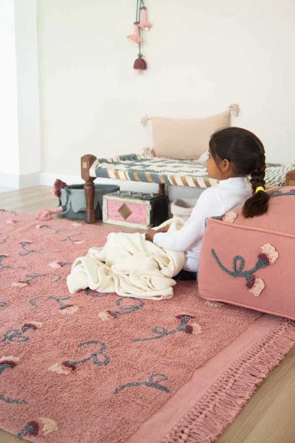 WASHABLE RUG ENGLISH GARDEN ASH ROSE Little Wonder & Co