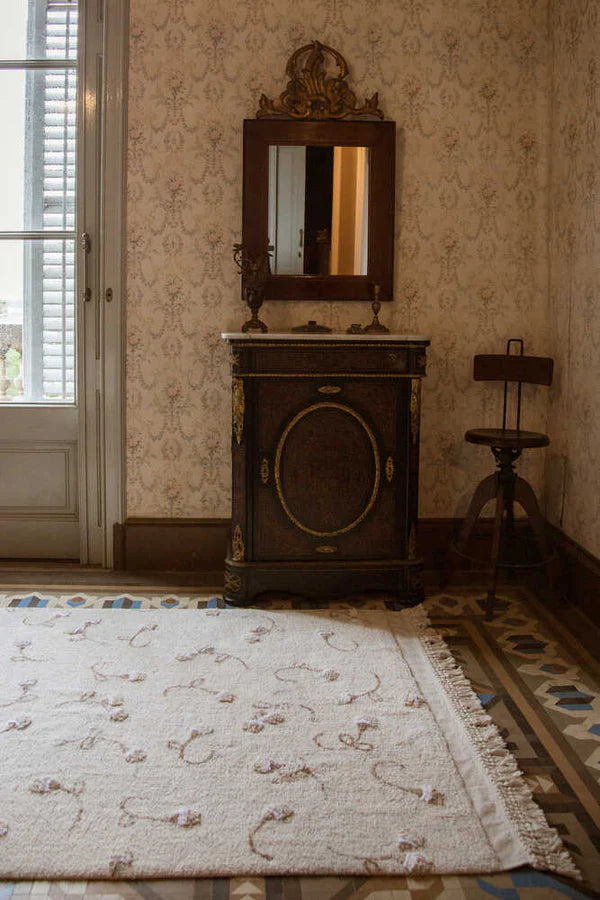 WASHABLE RUG ENGLISH GARDEN IVORY Little Wonder & Co
