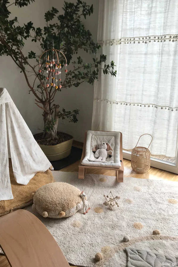 WASHABLE RUG HIPPY DOTS NATURAL - HONEY Little Wonder & Co