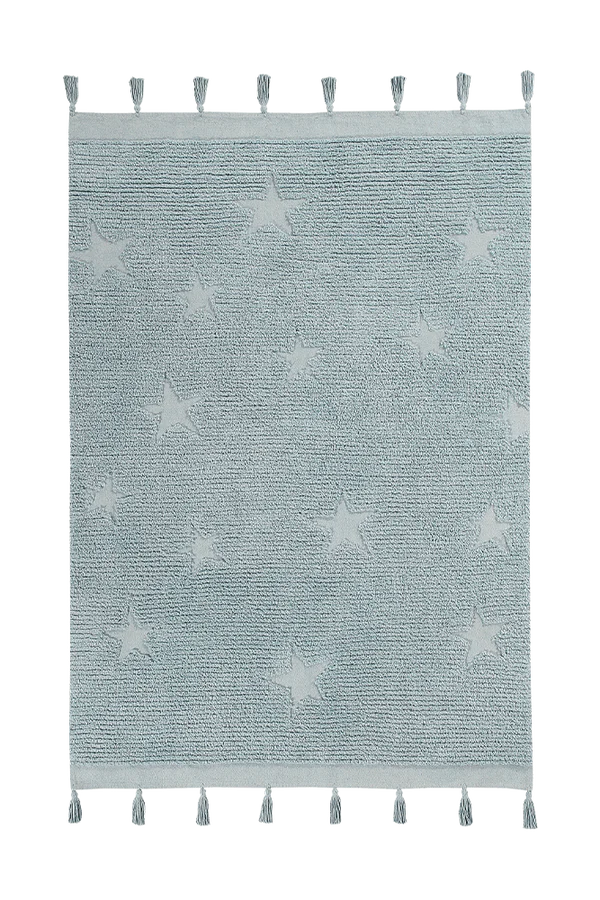 WASHABLE RUG HIPPY STARS AQUA BLUE Little Wonder & Co