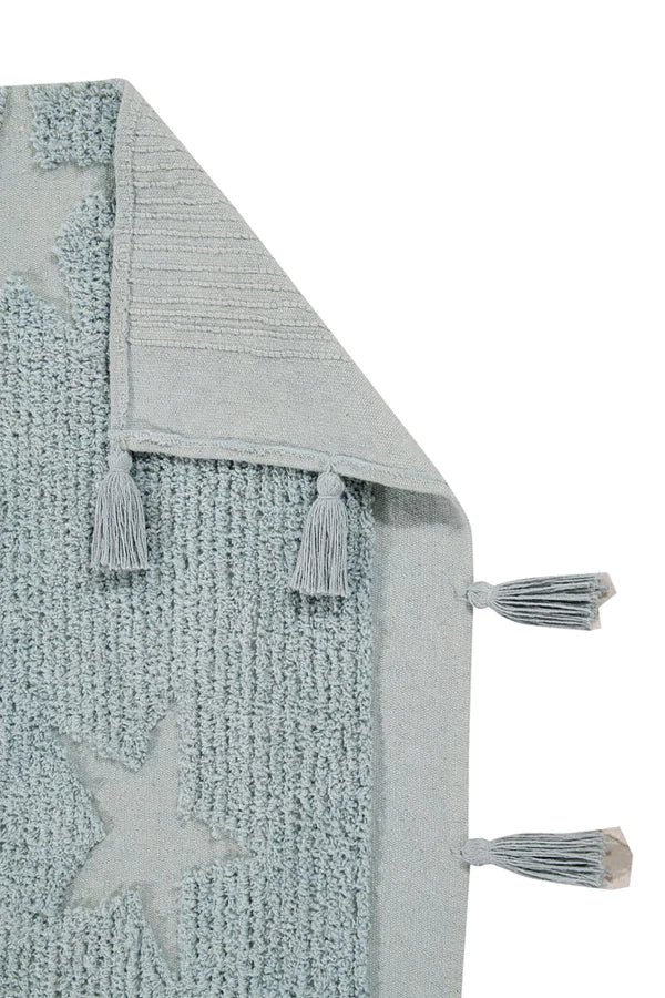 WASHABLE RUG HIPPY STARS AQUA BLUE Little Wonder & Co