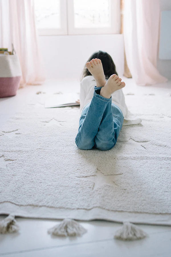 WASHABLE RUG HIPPY STARS NATURAL Little Wonder & Co