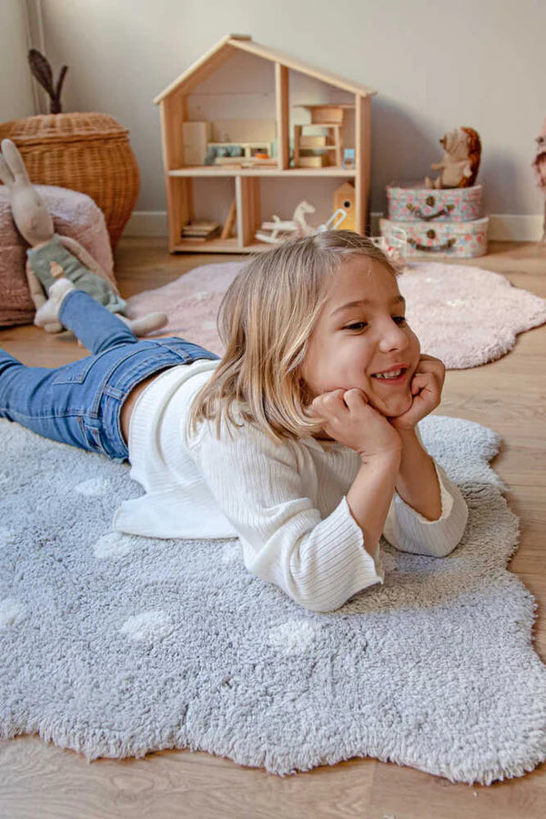 WASHABLE RUG MINI BISCUIT PEARL GREY Little Wonder & Co