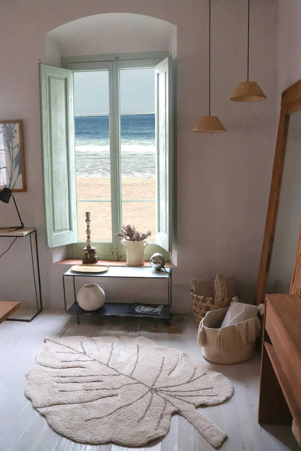 WASHABLE RUG MONSTERA NATURAL Little Wonder & Co