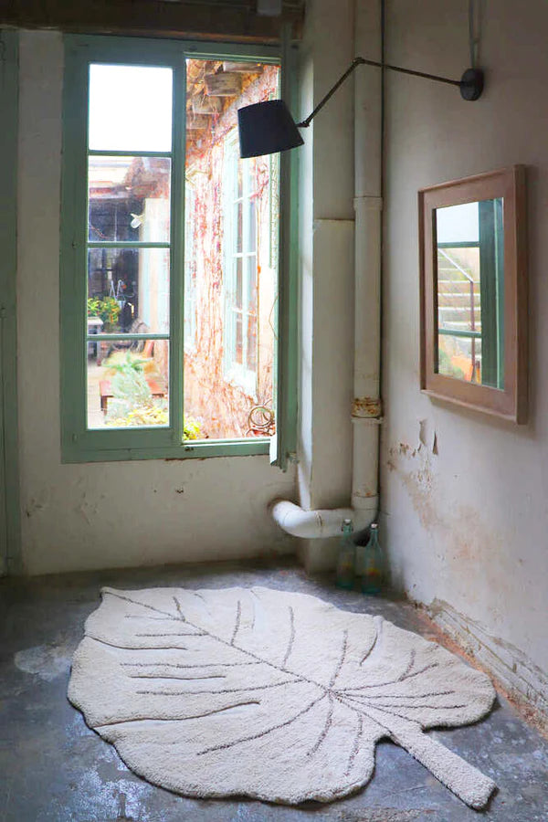 WASHABLE RUG MONSTERA NATURAL Little Wonder & Co