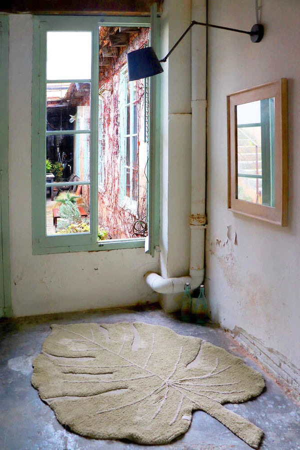 WASHABLE RUG MONSTERA OLIVE Little Wonder & Co