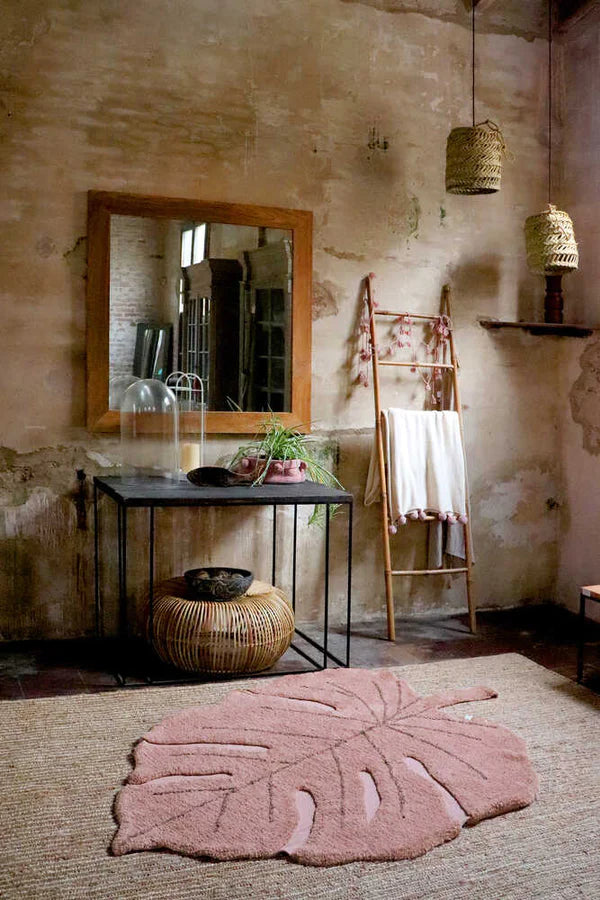 WASHABLE RUG MONSTERA VINTAGE NUDE Little Wonder & Co