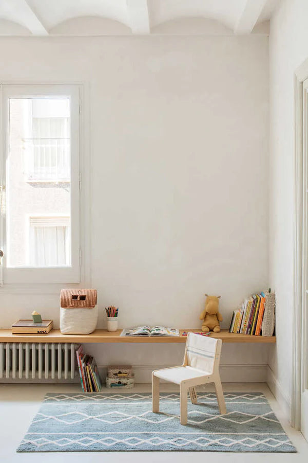 WASHABLE RUG OASIS NATURAL - VINTAGE BLUE Little Wonder & Co