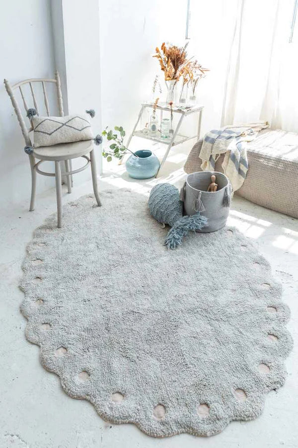WASHABLE RUG PINE CONE PEARL BLUE Little Wonder & Co
