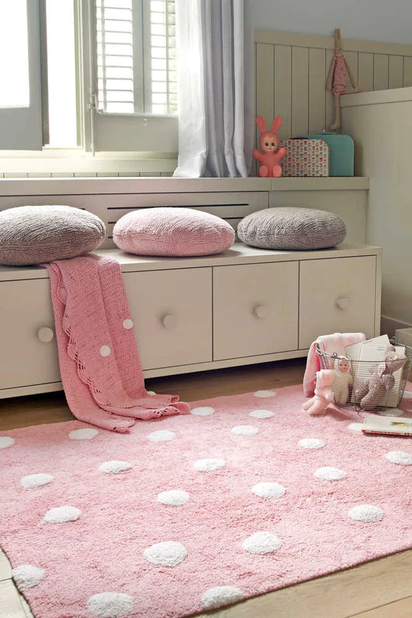 WASHABLE RUG POLKA DOTS PINK Little Wonder & Co