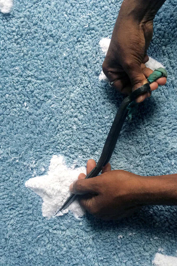 WASHABLE RUG STARS BLUE  Little Wonder & Co