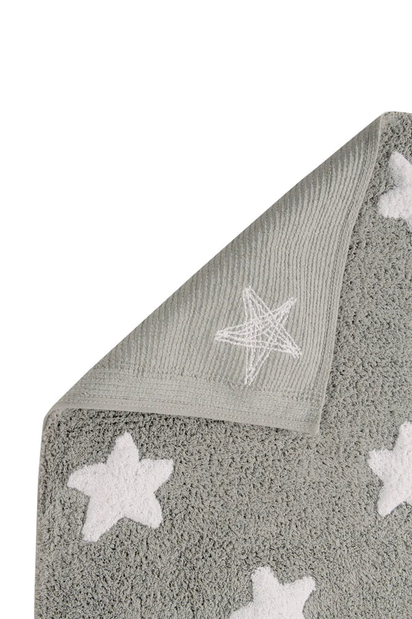 WASHABLE RUG STARS GREY Little Wonder & Co