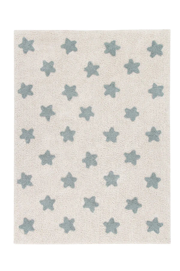 WASHABLE RUG STARS NATURAL-VINTAGE BLUE Little Wonder & Co