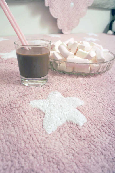 WASHABLE RUG STARS PINK Little Wonder & Co