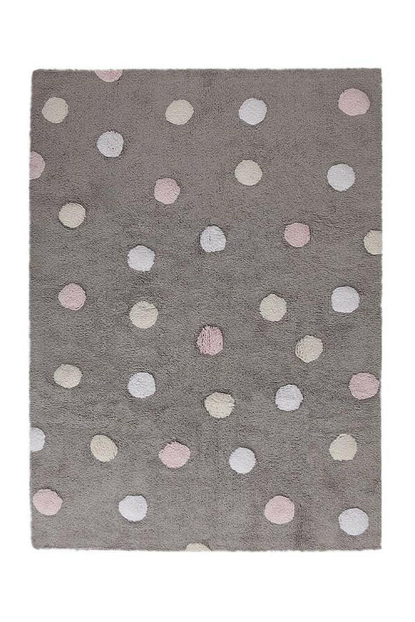 WASHABLE RUG TRICOLOR POLKA DOTS GREY-PINK Little Wonder & Co