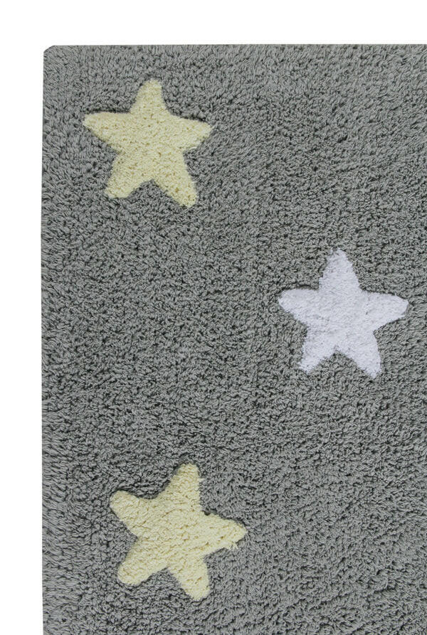 WASHABLE RUG TRICOLOR STARS GREY-PINK Little Wonder & Co