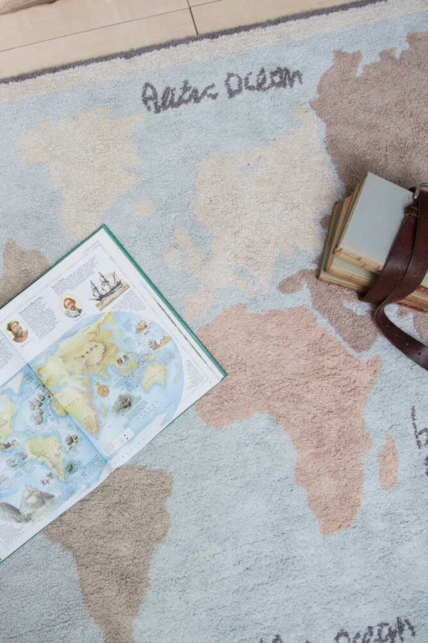 WASHABLE RUG VINTAGE MAP Little Wonder & Co