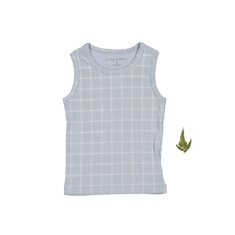 The Printed Tank -  Blue Grid Tank Lovely Littles