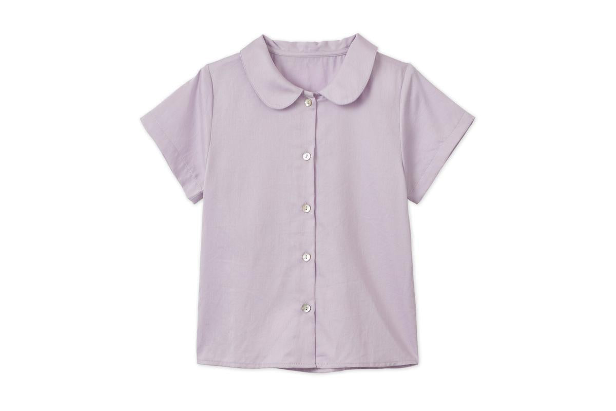 Baby SS Organic Cotton Woven Peter Pan Collared Shirt - Lavender