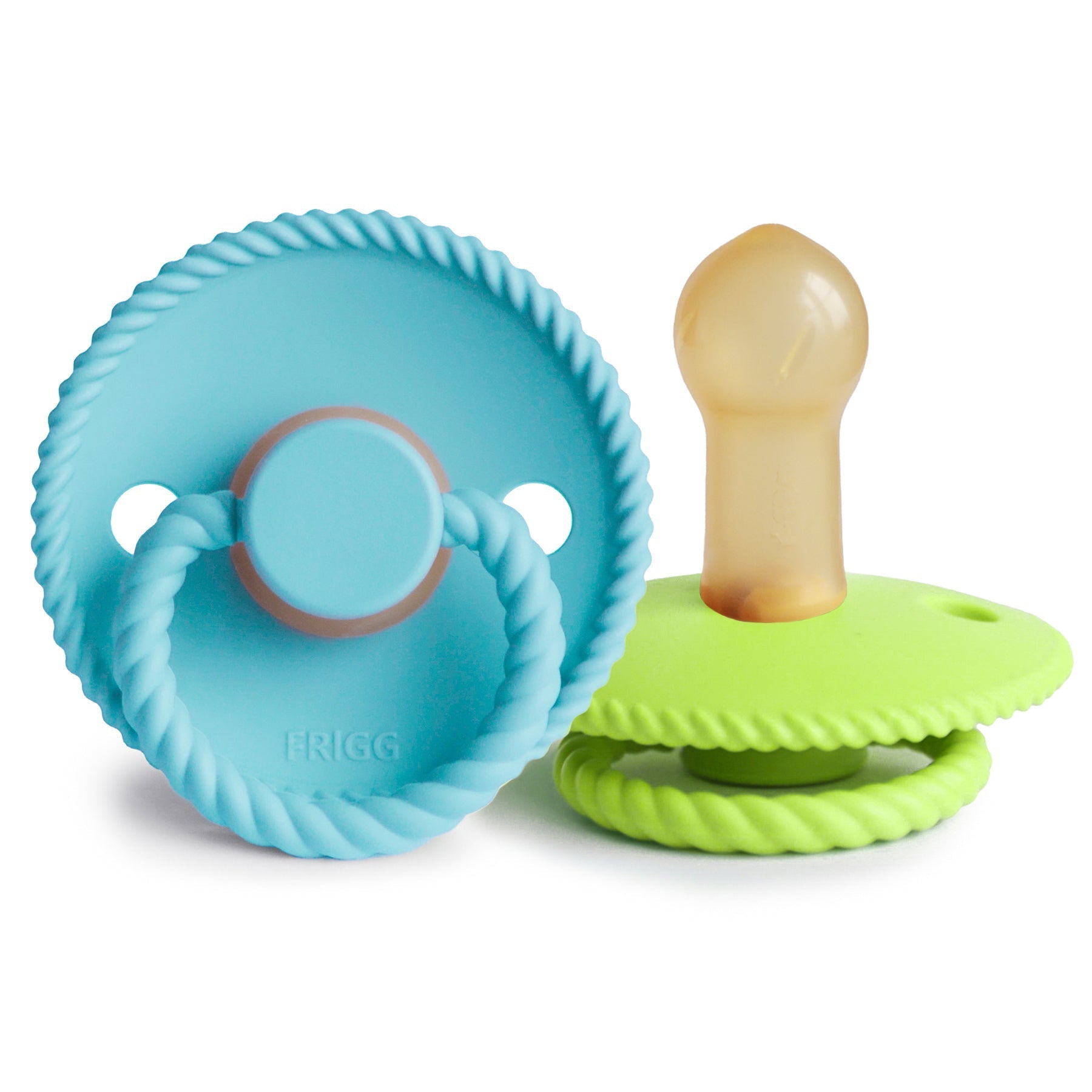 FRIGG Rope Natural Rubber Pacifier 2-Pack FRIGG PACIFIERS Mushie Waterfall/Rainforest 0-6 months