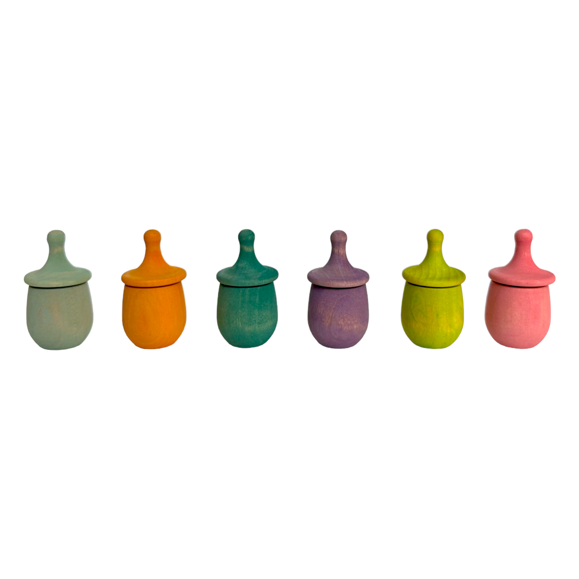 **Pre-order (Ships in 2-3 Weeks)**Set of 6 Stained Little Things Wooden Treasure Boxes – Pastel / Macaron Colors