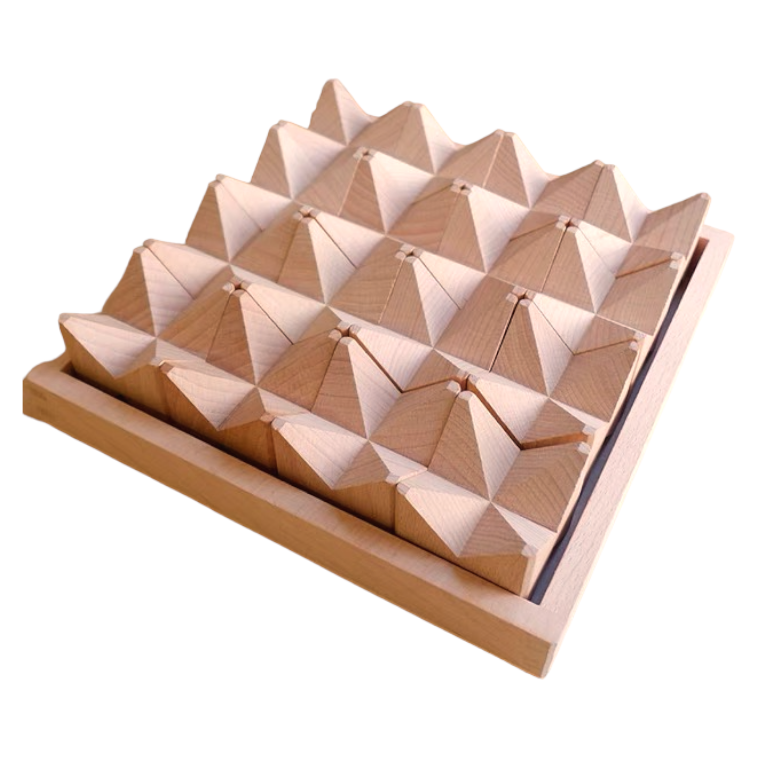 16 Pcs Natural Wooden Construction Puzzle Toy with Storage Tray